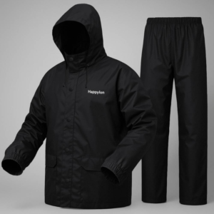 img_68603b34c49bc (1) 100% Water proof High quality Rain Coat With Pant. (Happylon) Black & Nave Blue