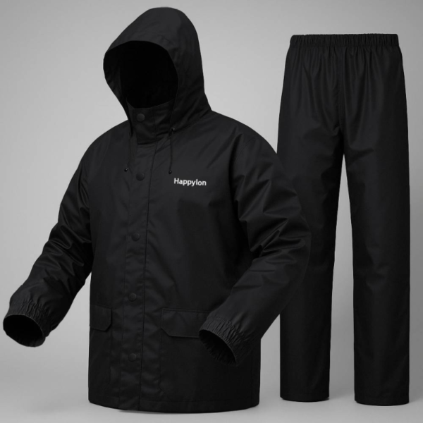img_68603b34c49bc (1) 100% Water proof High quality Rain Coat With Pant. (Happylon) Black & Nave Blue