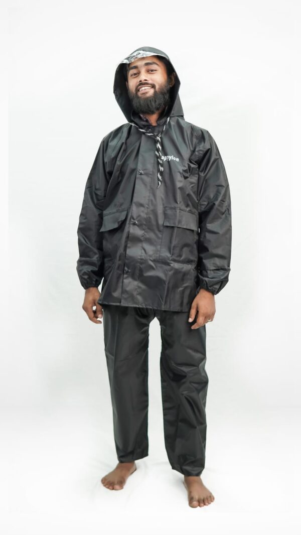 img_68603b350c19e 100% Water proof High quality Rain Coat With Pant. (Happylon) Black & Nave Blue