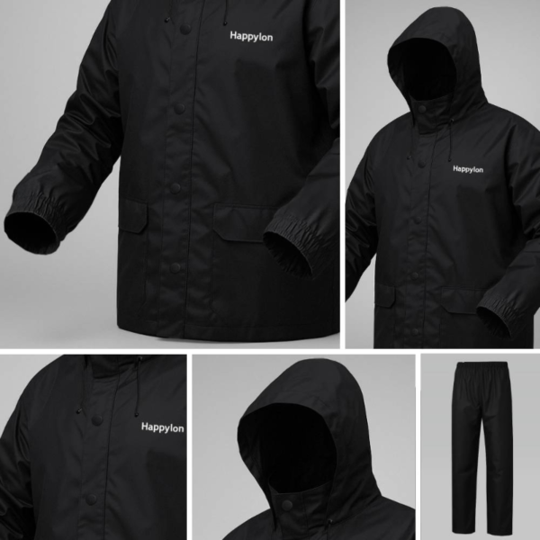 img_68603b37b6032 100% Water proof High quality Rain Coat With Pant. (Happylon) Black & Nave Blue